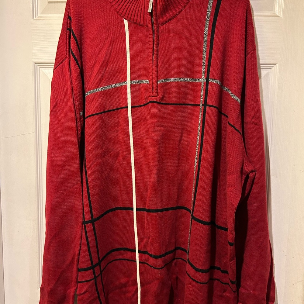 Men's Red Sweater with Stripes